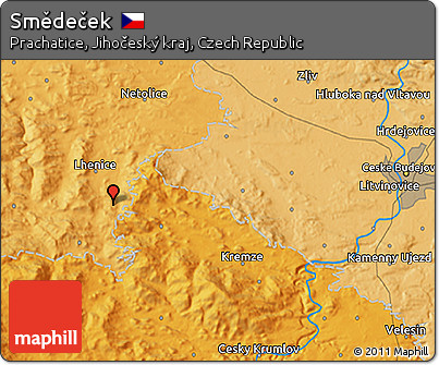 Political 3D Map of Smědeček
