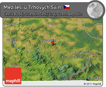Satellite 3D Map of Mezilesí U Trhových Svin