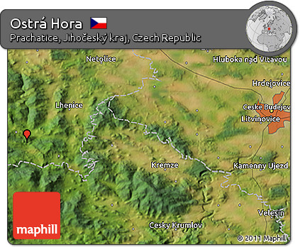 Satellite 3D Map of Ostrá Hora