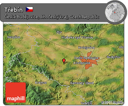 Satellite 3D Map of Třebín