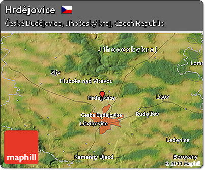 Satellite 3D Map of Hrdějovice