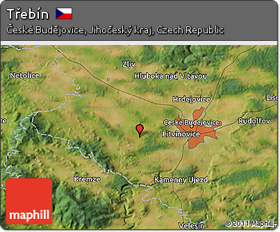 Satellite 3D Map of Třebín
