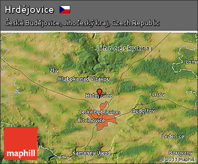 Satellite 3D Map of Hrdějovice