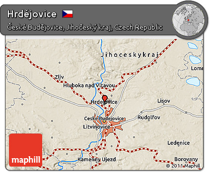 Shaded Relief 3D Map of Hrdějovice