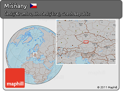 Gray Location Map of Míšňany, hill shading
