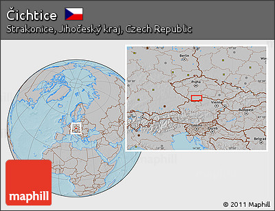 Gray Location Map of Čichtice, hill shading