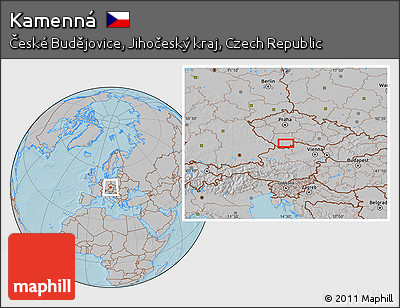Gray Location Map of Kamenná, hill shading