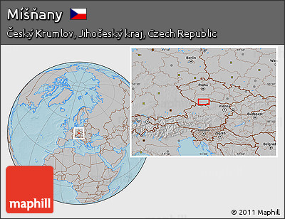 Gray Location Map of Míšňany, hill shading