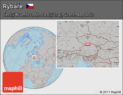 Gray Location Map of Rybáře, hill shading