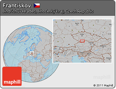 Gray Location Map of Františkov, hill shading