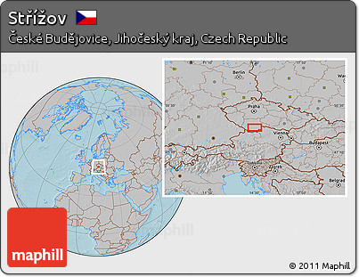 Gray Location Map of Střížov, hill shading