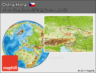 Physical Location Map of Ostrá Hora