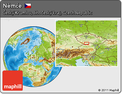 Physical Location Map of Němče