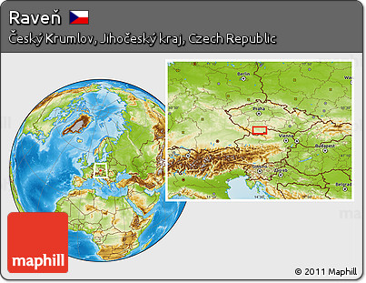 Physical Location Map of Raveň