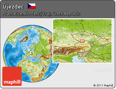 Physical Location Map of Újezdec