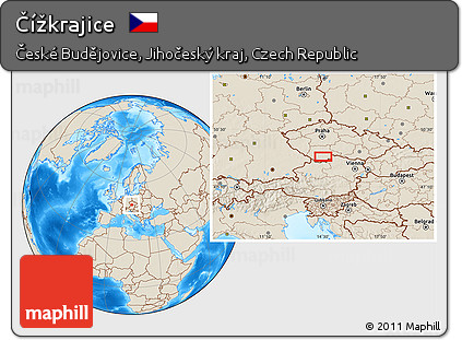 Shaded Relief Location Map of Čížkrajice