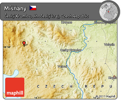 Physical Map of Míšňany