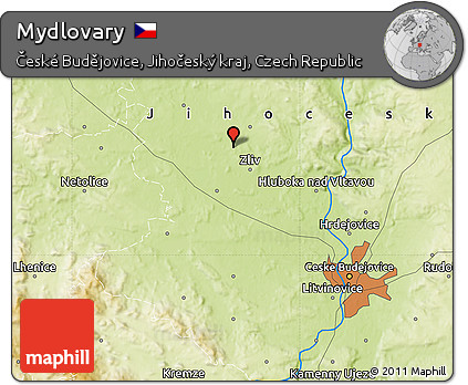 Physical Map of Mydlovary