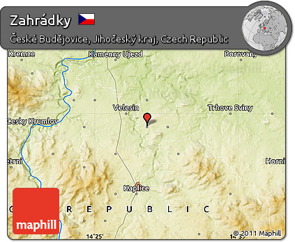 Physical Map of Zahrádky