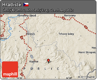 Shaded Relief Map of Hradiště