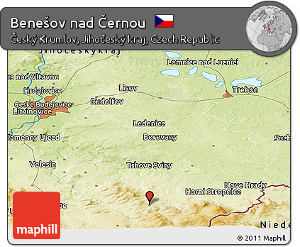 Physical Panoramic Map of Benešov Nad Černou