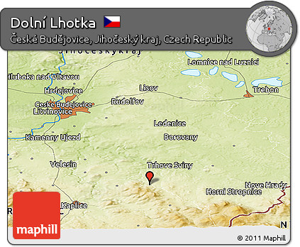 Physical Panoramic Map of Dolní Lhotka