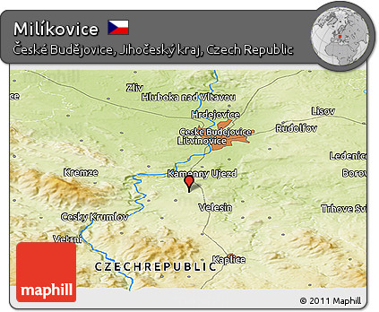 Physical Panoramic Map of Milíkovice