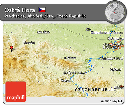 Physical Panoramic Map of Ostrá Hora