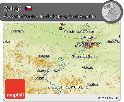 Physical Panoramic Map of Zahájí