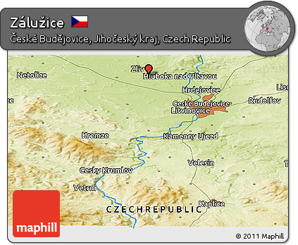 Physical Panoramic Map of Zálužice