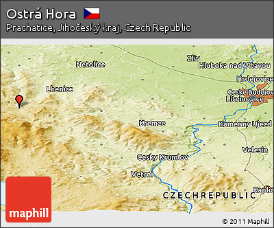 Physical Panoramic Map of Ostrá Hora