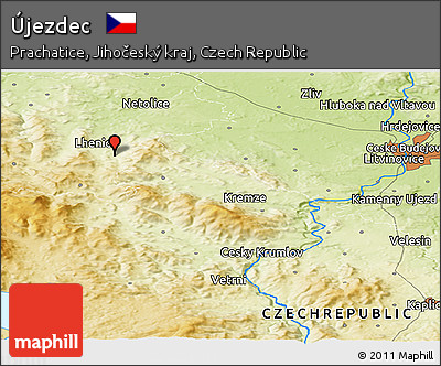 Physical Panoramic Map of Újezdec