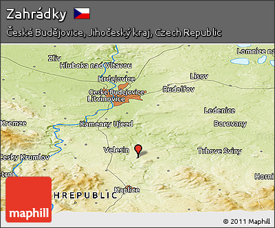 Physical Panoramic Map of Zahrádky