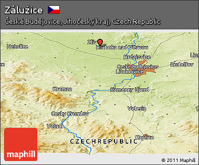 Physical Panoramic Map of Zálužice