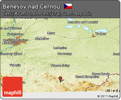 Physical Panoramic Map of Benešov Nad Černou