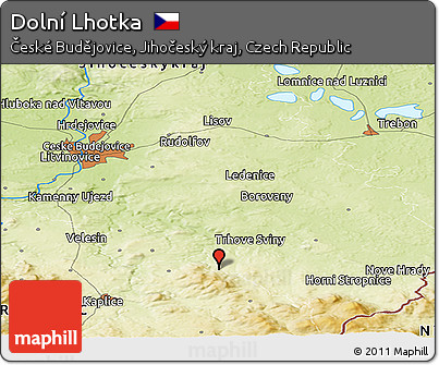 Physical Panoramic Map of Dolní Lhotka