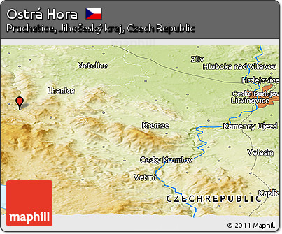 Physical Panoramic Map of Ostrá Hora