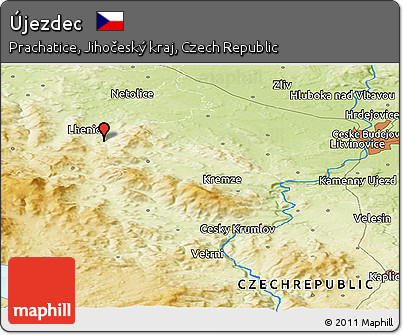 Physical Panoramic Map of Újezdec
