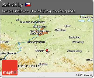 Physical Panoramic Map of Zahrádky
