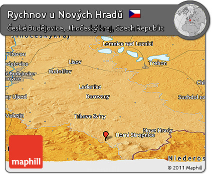 Political Panoramic Map of Rychnov U Nových Hradŭ