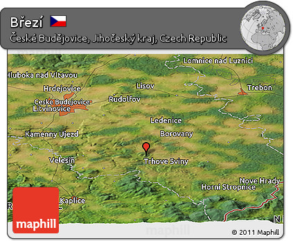 Satellite Panoramic Map of Březí