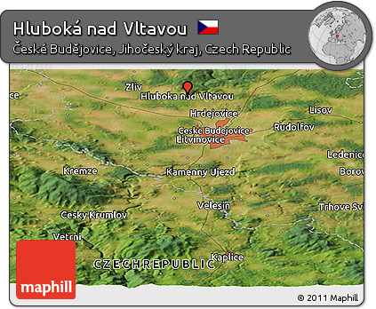 Satellite Panoramic Map of Hluboká Nad Vltavou