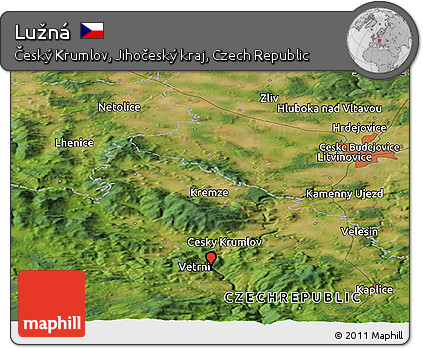 Satellite Panoramic Map of Lužná