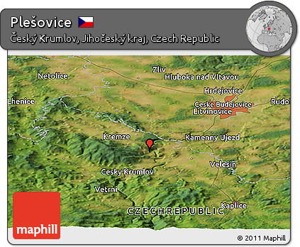 Satellite Panoramic Map of Plešovice