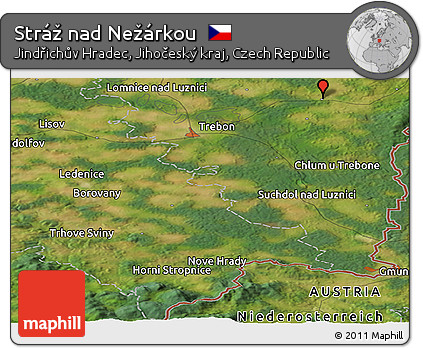 Satellite Panoramic Map of Stráž Nad Nežárkou