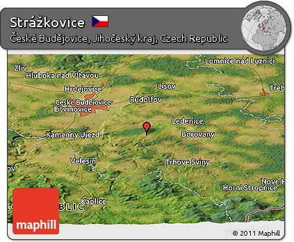Satellite Panoramic Map of Strážkovice