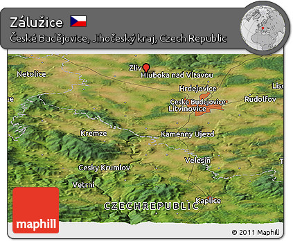 Satellite Panoramic Map of Zálužice