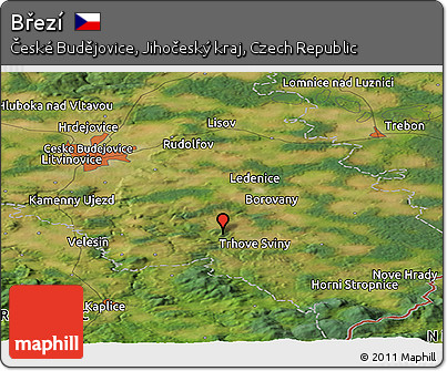 Satellite Panoramic Map of Březí