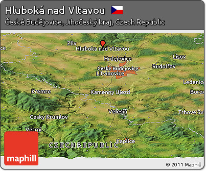 Satellite Panoramic Map of Hluboká Nad Vltavou