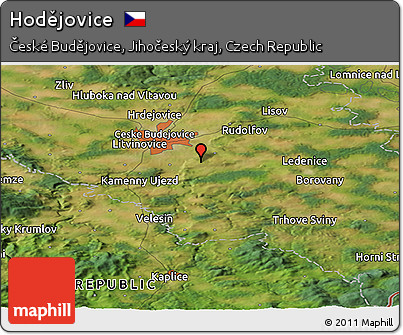 Satellite Panoramic Map of Hodějovice